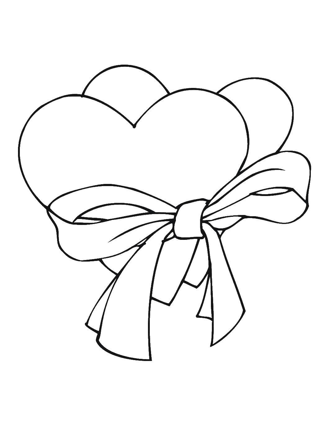 Coloring Hearts and bow. Category Hearts. Tags:  hearts, bow, love.
