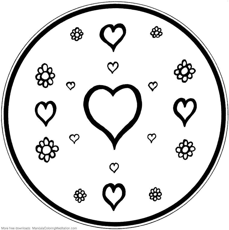 Название: Раскраска Сердечки в круге. Категория: Сердечки. Теги: сердце, круг.