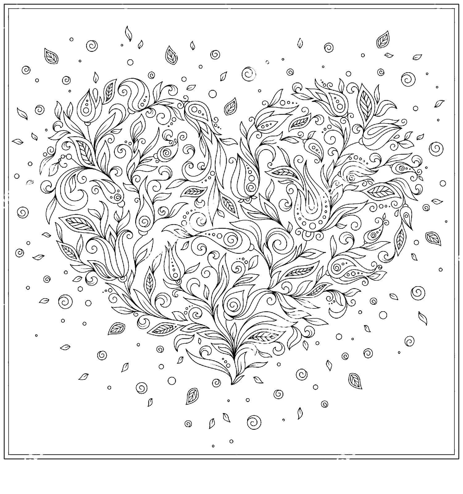 Coloring Heart from the petals. Category Hearts. Tags:  heart shape, petals.