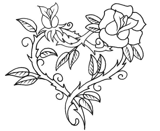 Coloring Heart of the rose. Category Hearts. Tags:  heart shape, rose.