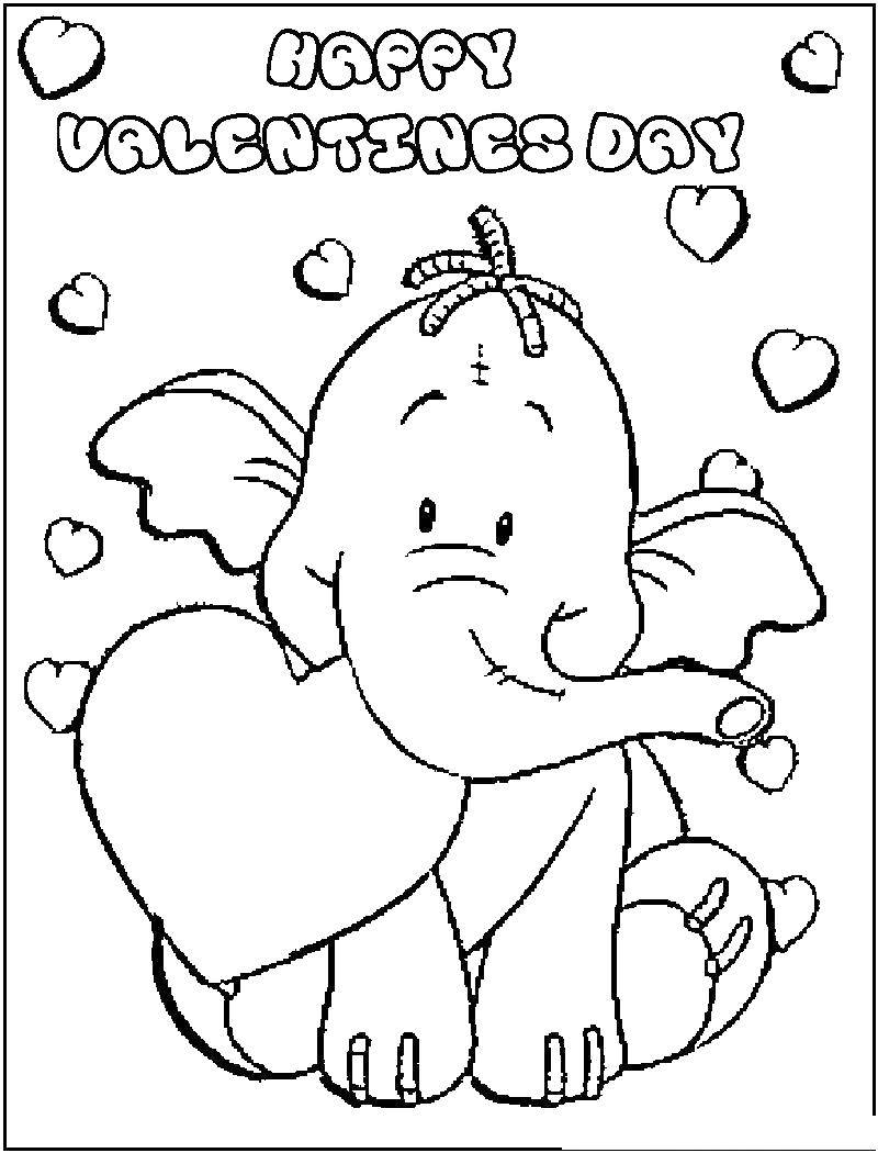 Coloring The elephant and serocki. Category holiday. Tags:  holiday, Valentines day, love, elephant.