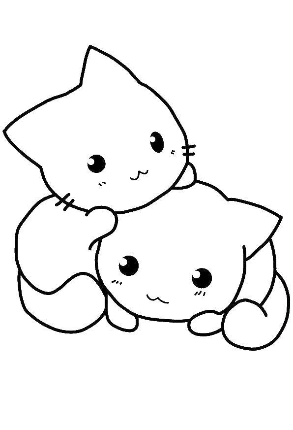 Coloring Two lovely kitten. Category Cats and kittens. Tags:  Animals, kittens.