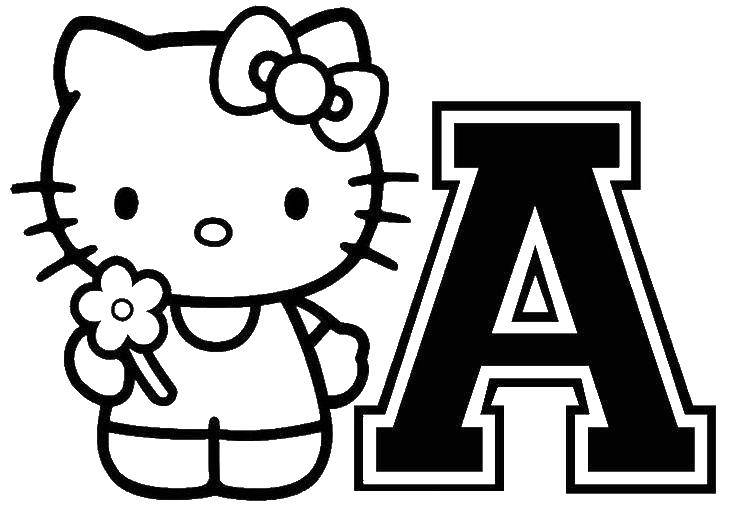 Coloring Hello kitty and the letter a. Category Hello Kitty. Tags:  Hello kitty, letter, And.