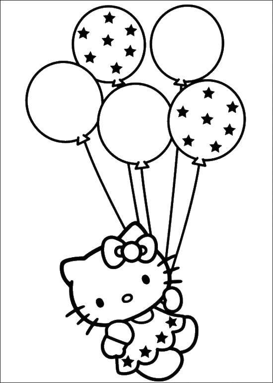 Coloring Hello kitty with balloons. Category Hello Kitty. Tags:  Hello kitty beads, .