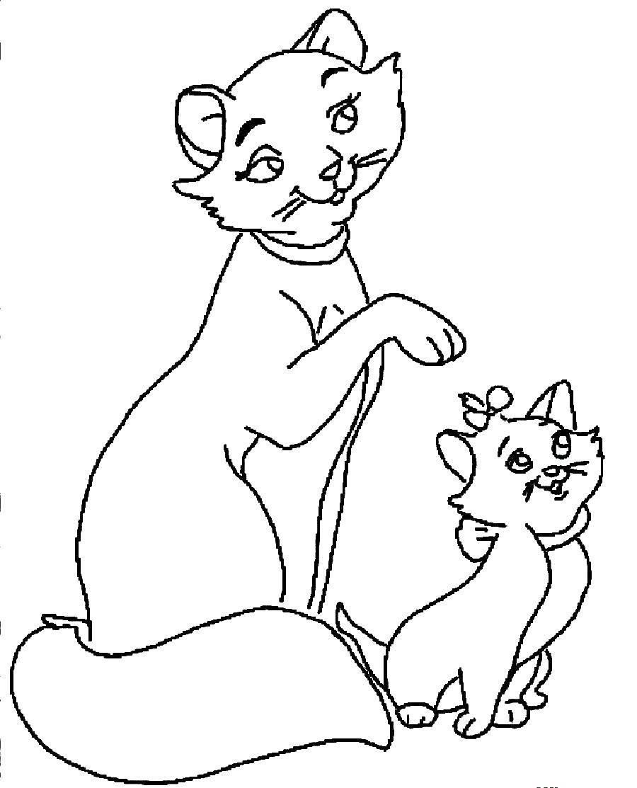 Coloring Cat and kitten. Category Cats and kittens. Tags:  animals, kitten, cat.
