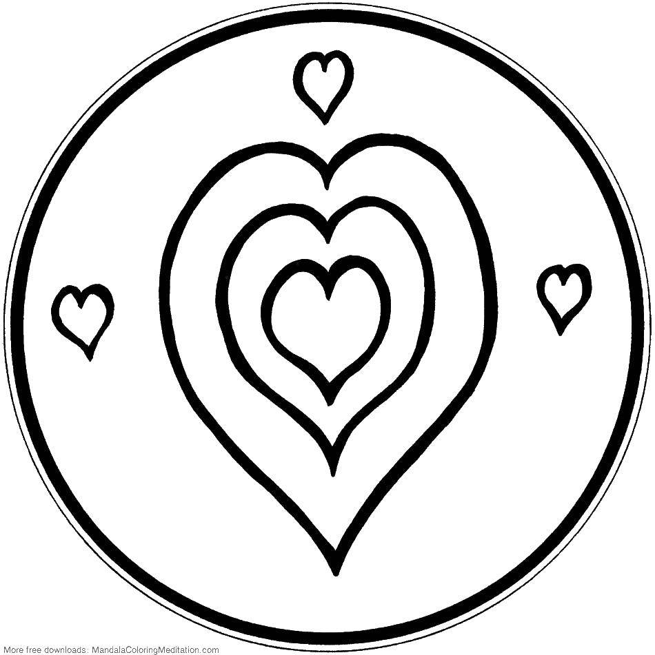 Название: Раскраска Сердце и круг. Категория: Сердечки. Теги: сердце, форма.