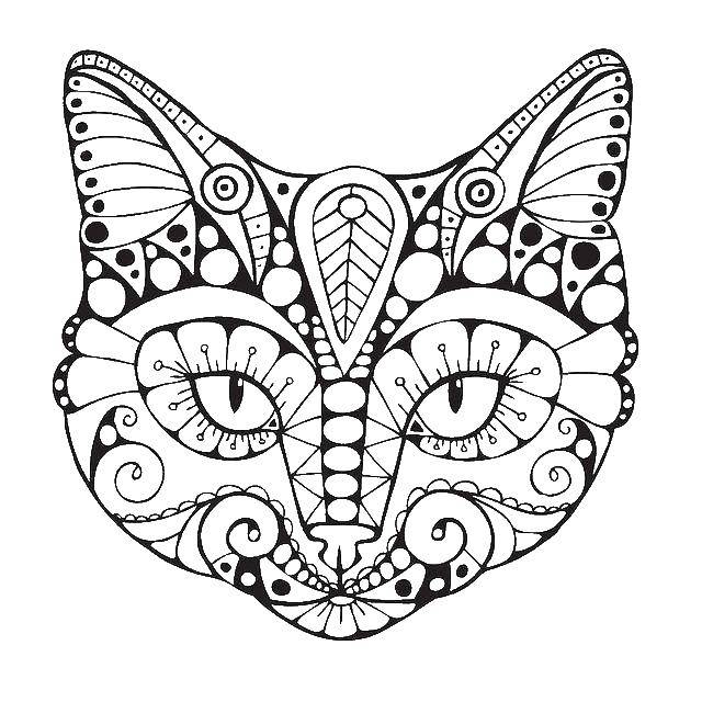 Coloring Patterned cat. Category Cats and kittens. Tags:  animals, kitten, cat, patterns.