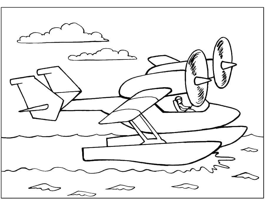 Название: Раскраска Водный самолет. Категория: самолеты. Теги: самолет.