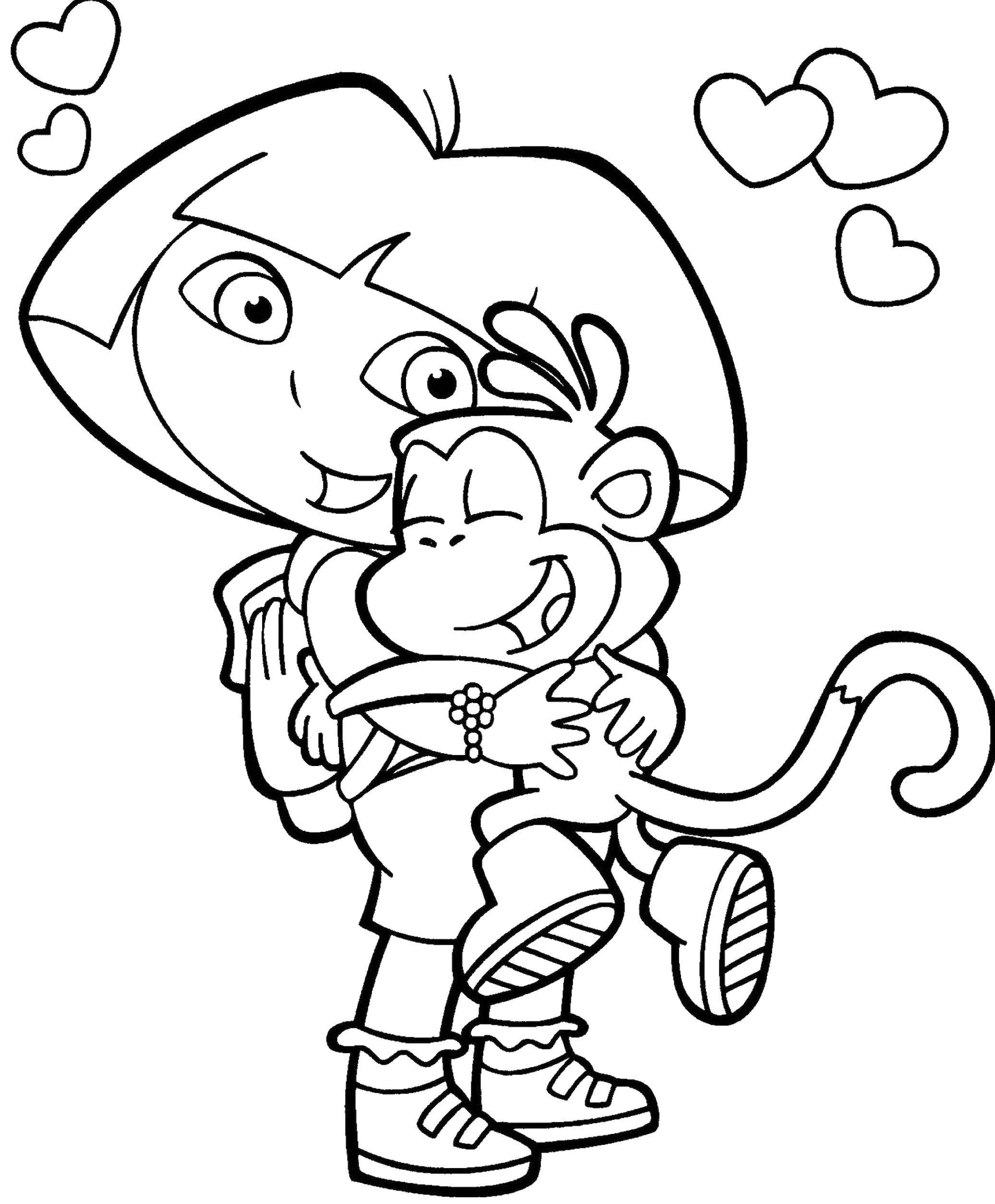 Coloring Dasha traveler and slipper. Category cartoons. Tags:  the cartoons , Dasha traveler, Slipper.
