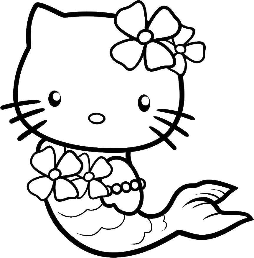 Coloring Hello kitty mermaid. Category Hello Kitty. Tags:  Hello kitty, sea, mermaid.
