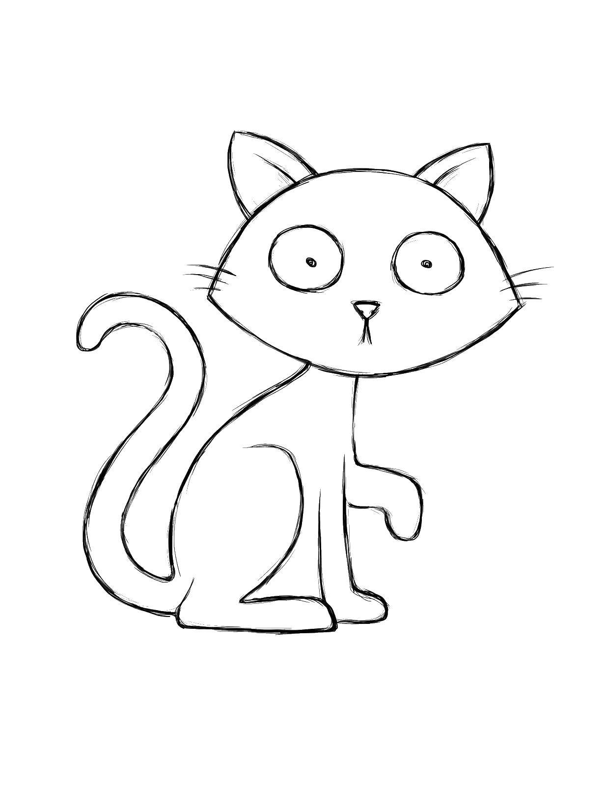 Название: Раскраска Смешной котенок. Категория: Коты и котята. Теги: животные, котенок, кошка.