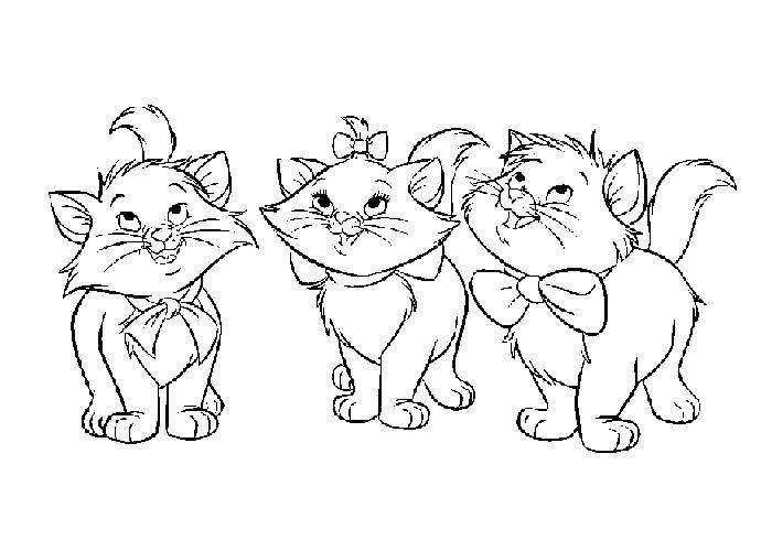 Coloring Three kitties. Category Cats and kittens. Tags:  Animals, kittens, cats.