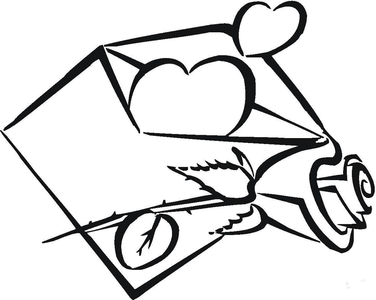 Coloring The envelope with the recognition. Category I love you. Tags:  Recognition, love, heart, rose.