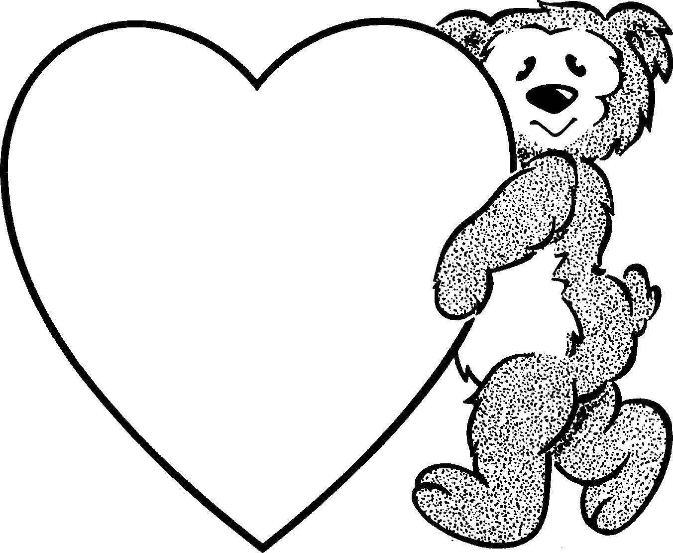 Coloring Bear with heart. Category Hearts. Tags:  Heart, love.