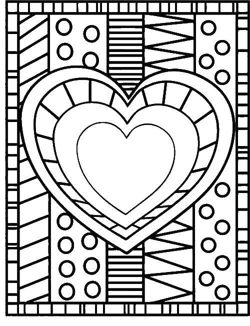 Coloring The heart and patterns. Category Hearts. Tags:  heart, shape, patterns, love.
