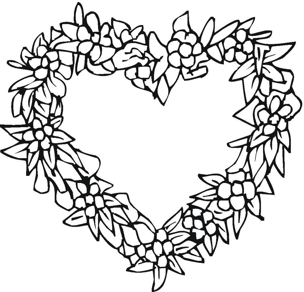 Coloring Wreath heart. Category Hearts. Tags:  Heart, love.