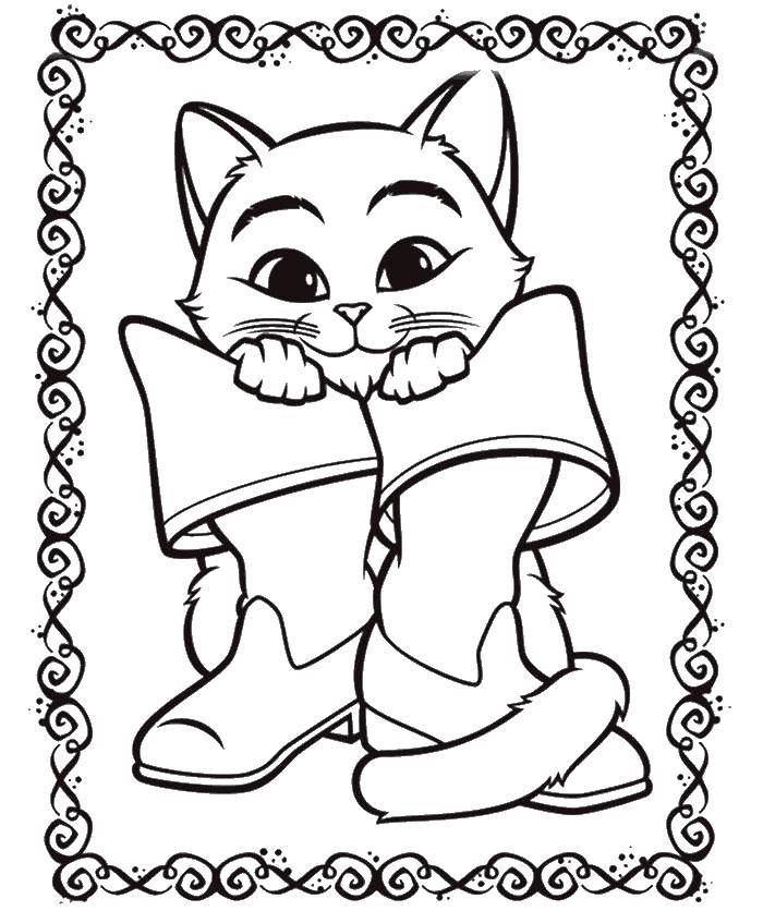 Coloring The cat with boots. Category Cats and kittens. Tags:  animals, kitten, cat, cat.