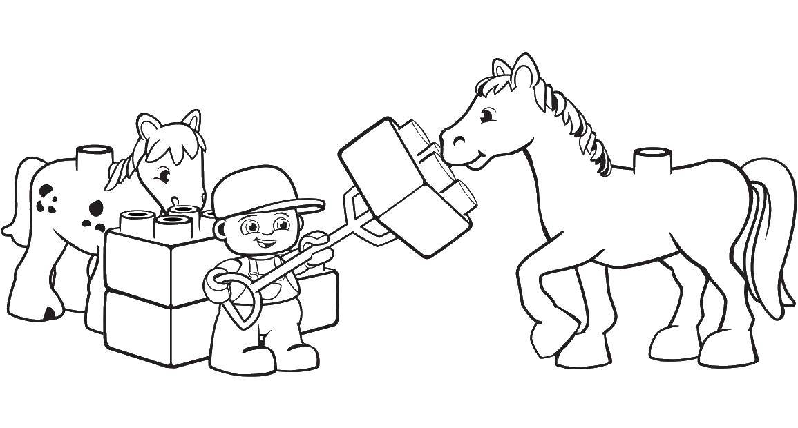 Coloring LEGO and ponies. Category LEGO. Tags:  LEGO, designer, ponies.