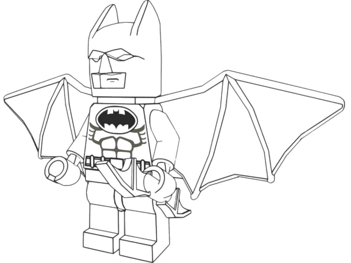 Название: Раскраска Бэтмэн из конструктора лего. Категория: Лего. Теги: Конструктор, Лего, Бэтмэн.
