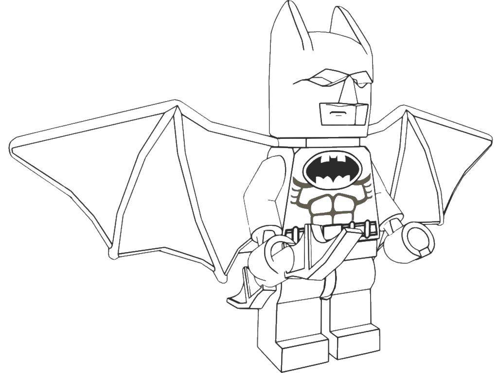 Название: Раскраска Бэтмэн из лего. Категория: Лего. Теги: лего, конструктор, бэтмэн, летучая мышь.
