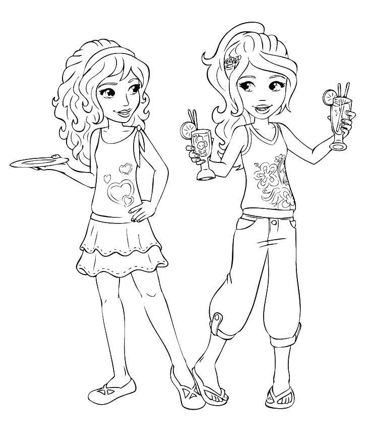 Coloring Girls resting. Category coloring pages for girls. Tags:  Girl , joy, fun.