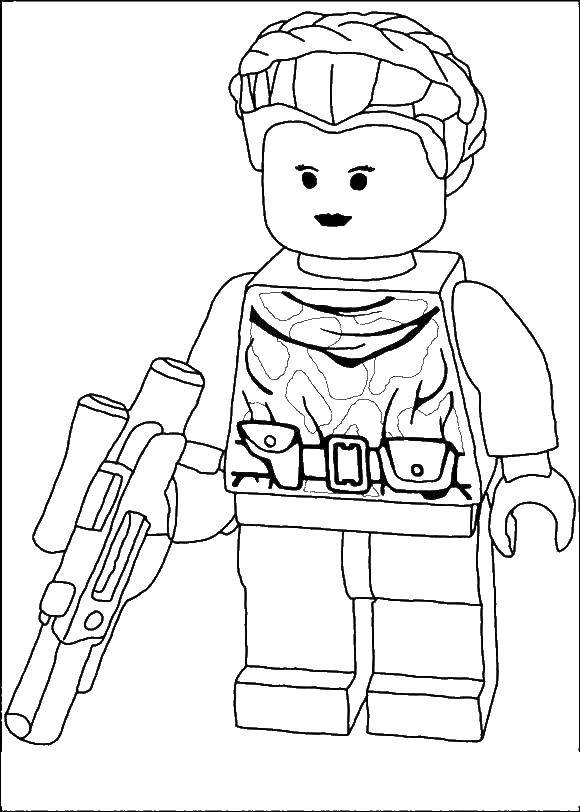 Название: Раскраска Солдат лего. Категория: Лего. Теги: лего, конструктор, солдат.
