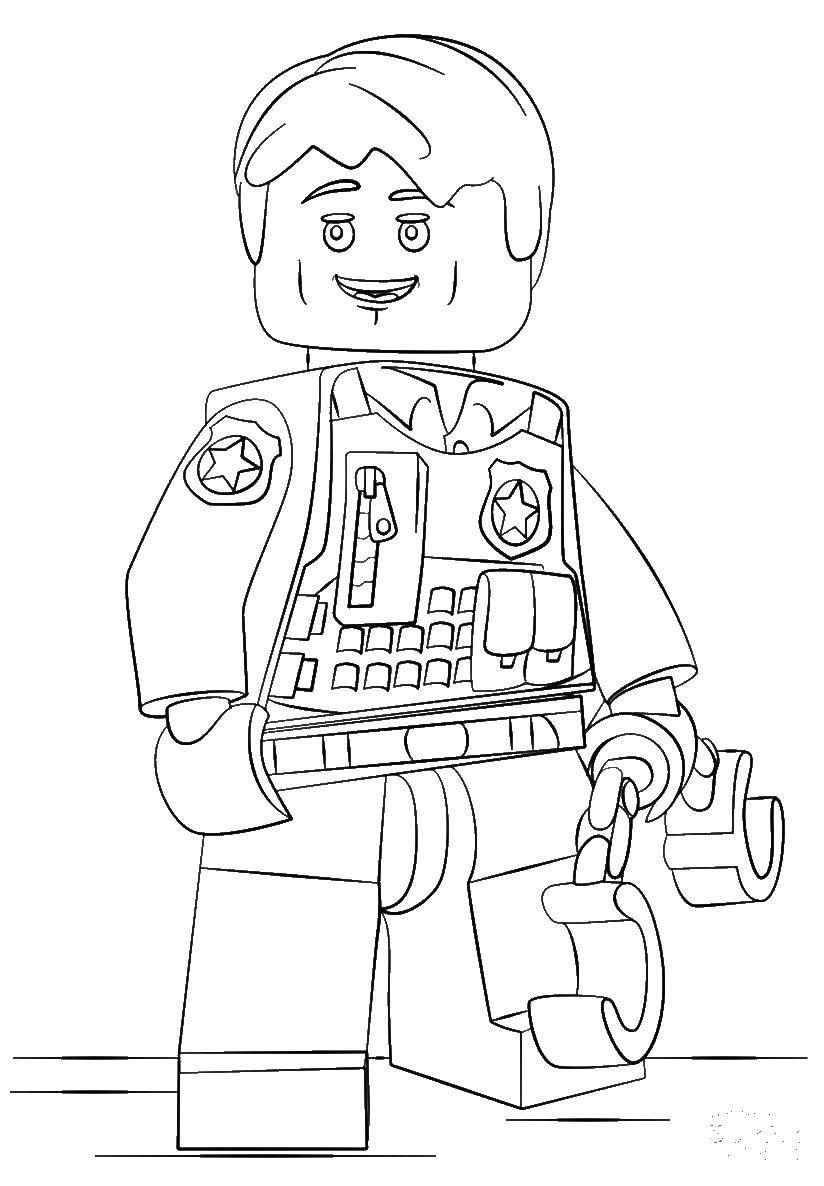Название: Раскраска Полицейский лего. Категория: Лего. Теги: Конструктор, Лего.