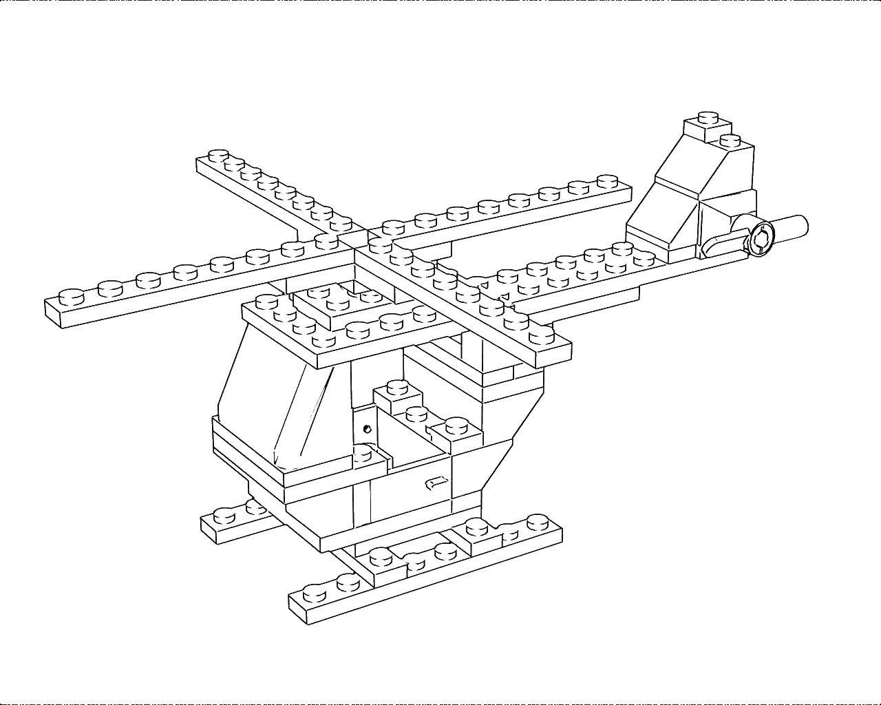 Название: Раскраска Вертолет лего. Категория: Лего. Теги: игры, конструктор, Лего, вертолет.