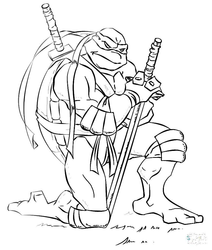 Coloring Ninja turtle with a sword. Category teenage mutant ninja turtles. Tags:  cartoon ninja turtles.