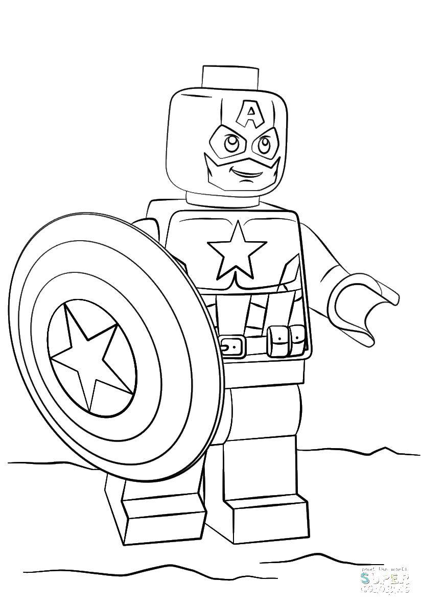 Название: Раскраска Капитан америка. Категория: Лего. Теги: капитан америка, лего.