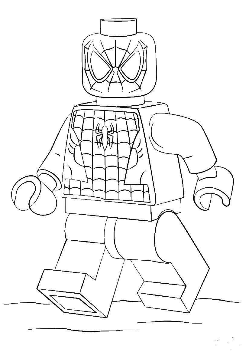 Название: Раскраска Спайдер мэн, человек паук лего. Категория: Лего. Теги: Конструктор, Лего.