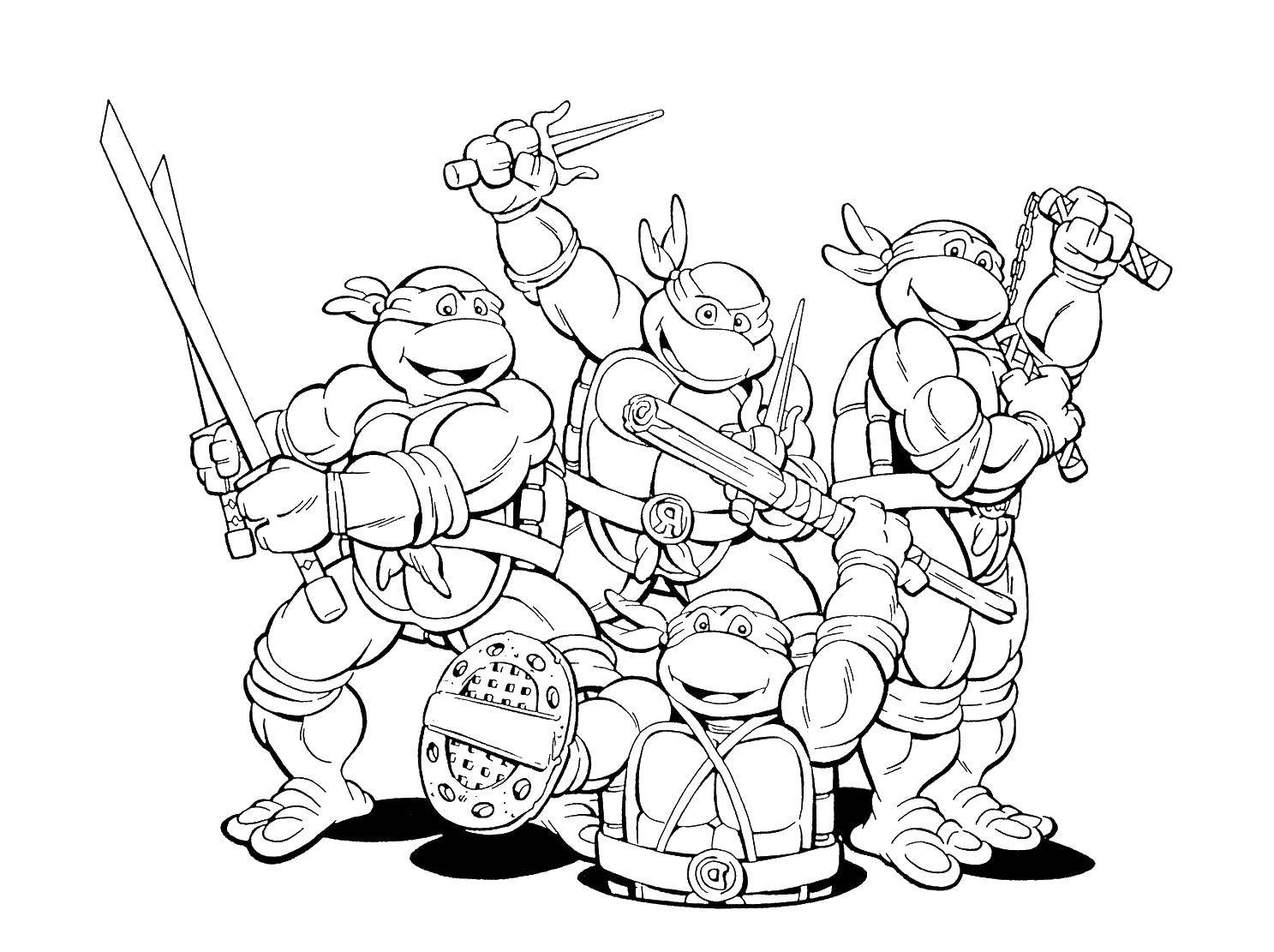 Coloring All teenage mutant ninja turtles. Category teenage mutant ninja turtles. Tags:  cartoon ninja turtles.