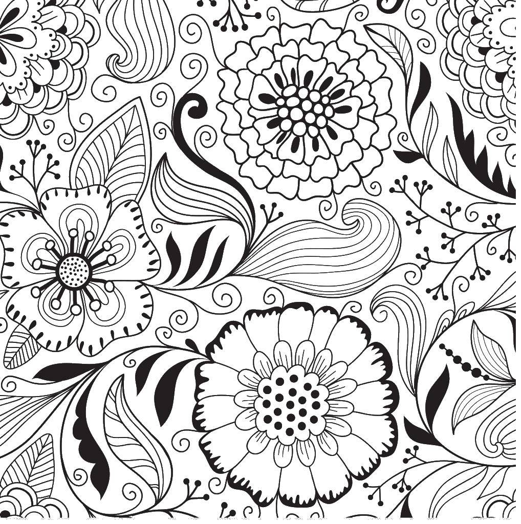 Coloring Patterns, flowers. Category patterns. Tags:  patterns, flowers, leaves, anti-stress.