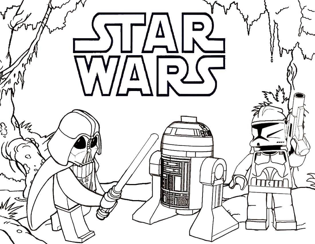 Название: Раскраска Звездные войны лего. Категория: Лего. Теги: лего, конструктор, звездные войны.