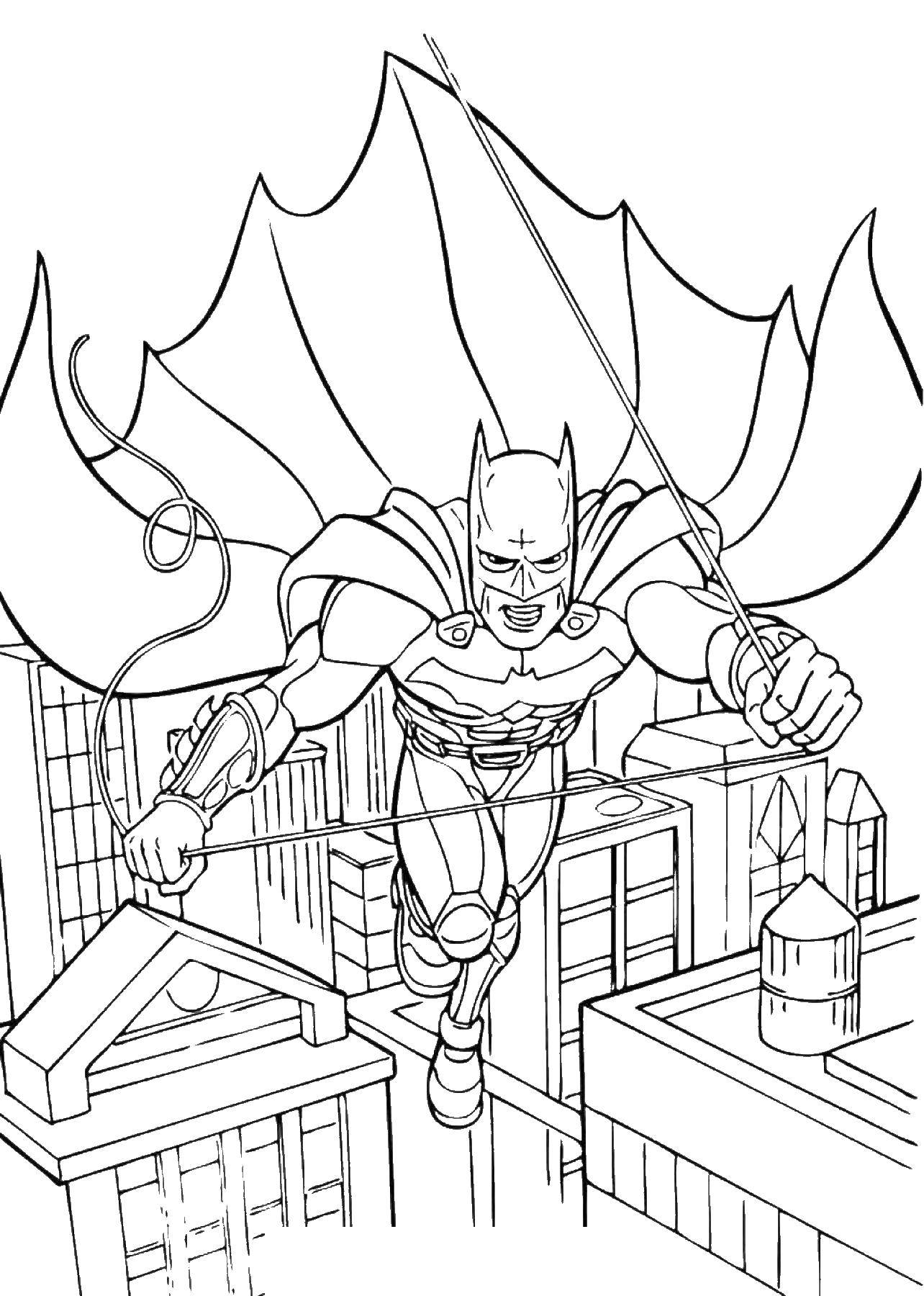 Coloring Batman in flight. Category superheroes. Tags:  Batman, superheroes.