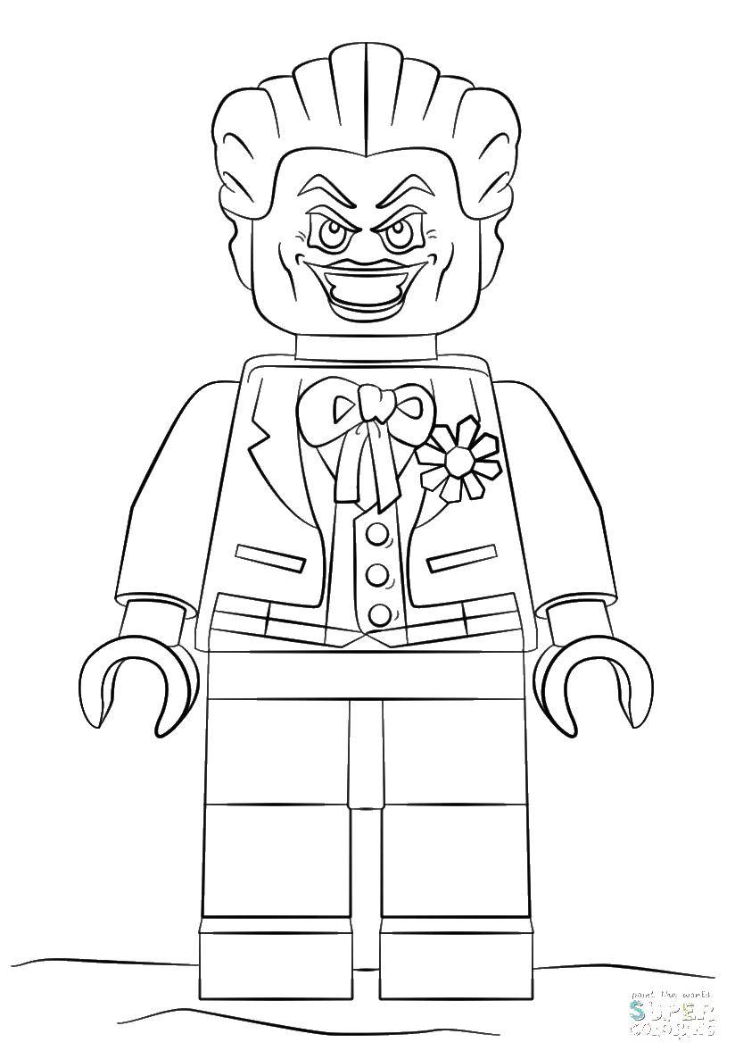 Название: Раскраска Джокер, суперзлодей. Категория: Лего. Теги: джокер, супрзлодей, лего.