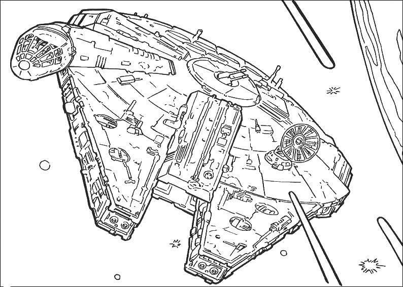 Название: Раскраска Космический корабль. Категория: звездные войны. Теги: звездные войны, Космический корабль.
