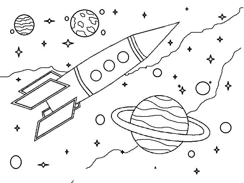 Название: Раскраска Ракета в космосе. Категория: ракеты. Теги: Космос.