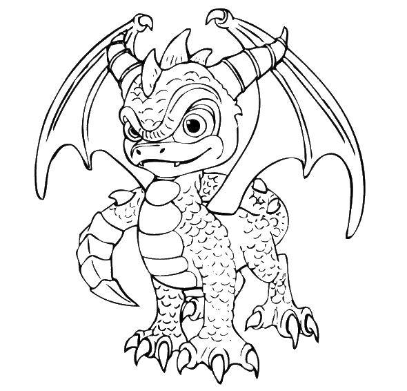 Coloring Dragon with horns and wings. Category Dragons. Tags:  the dragon.