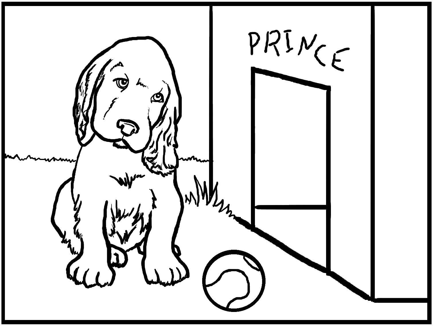 Название: Раскраска Собака с мячиком. Категория: домашние животные. Теги: собака, мячик.