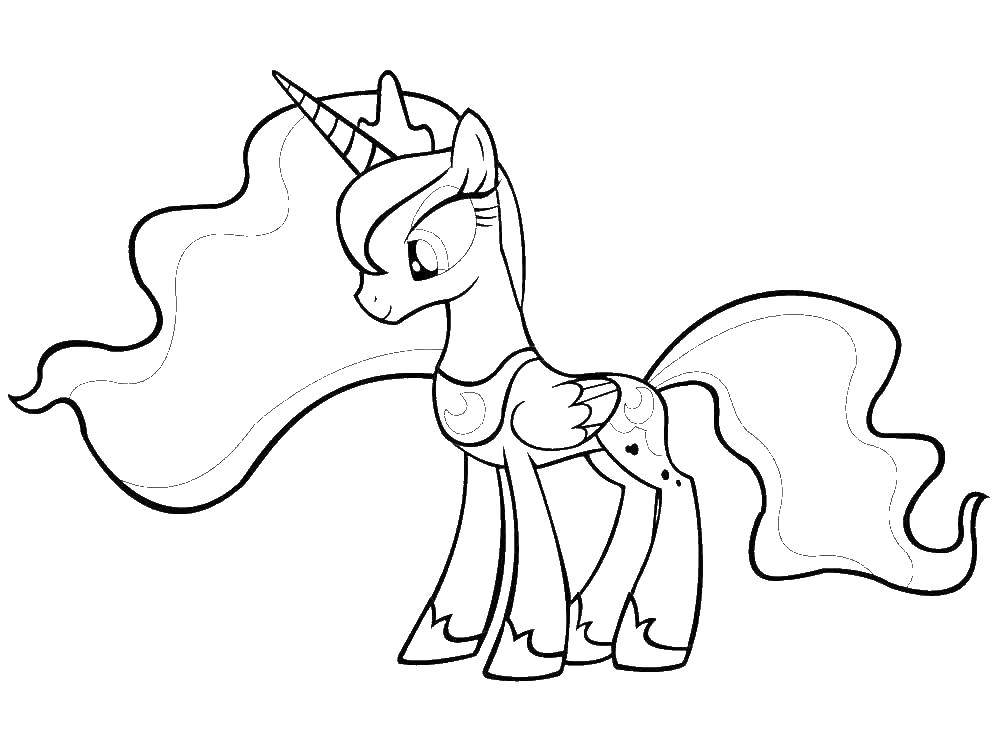 Coloring Princess Luna pony. Category cartoons. Tags:  pony, unicorn.