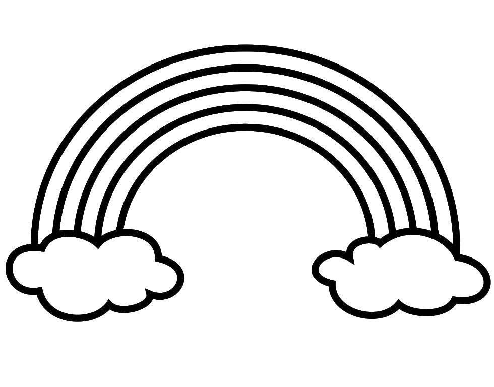 Название: Раскраска Радуга. Категория: Радуга. Теги: радуга, облака.