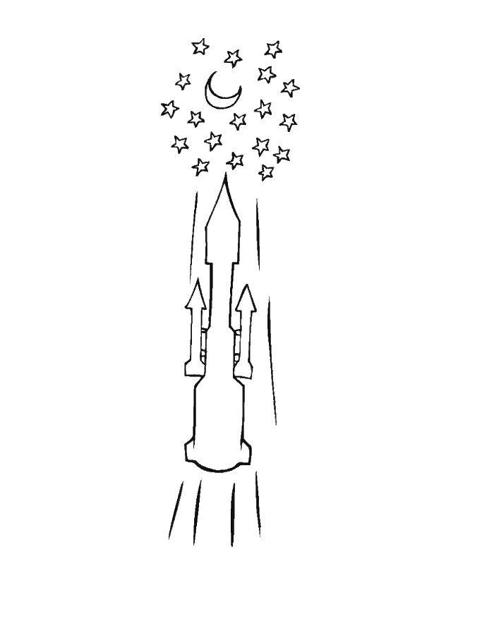 Coloring Rocket in space. Category rockets. Tags:  rocket.