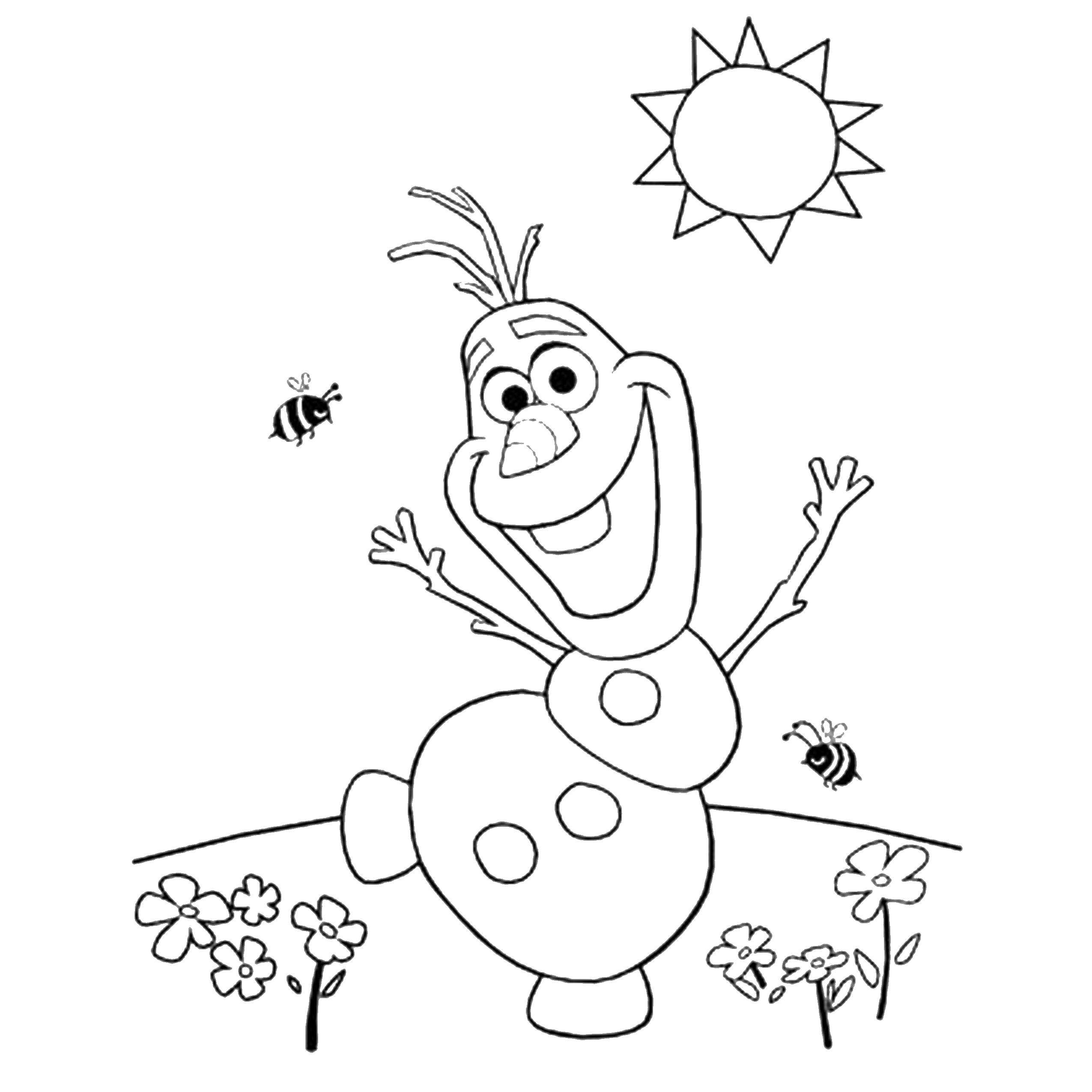Название: Раскраска Снеговик олаф. Категория: Персонаж из мультфильма. Теги: снеговик Олаф, холодное сердце.