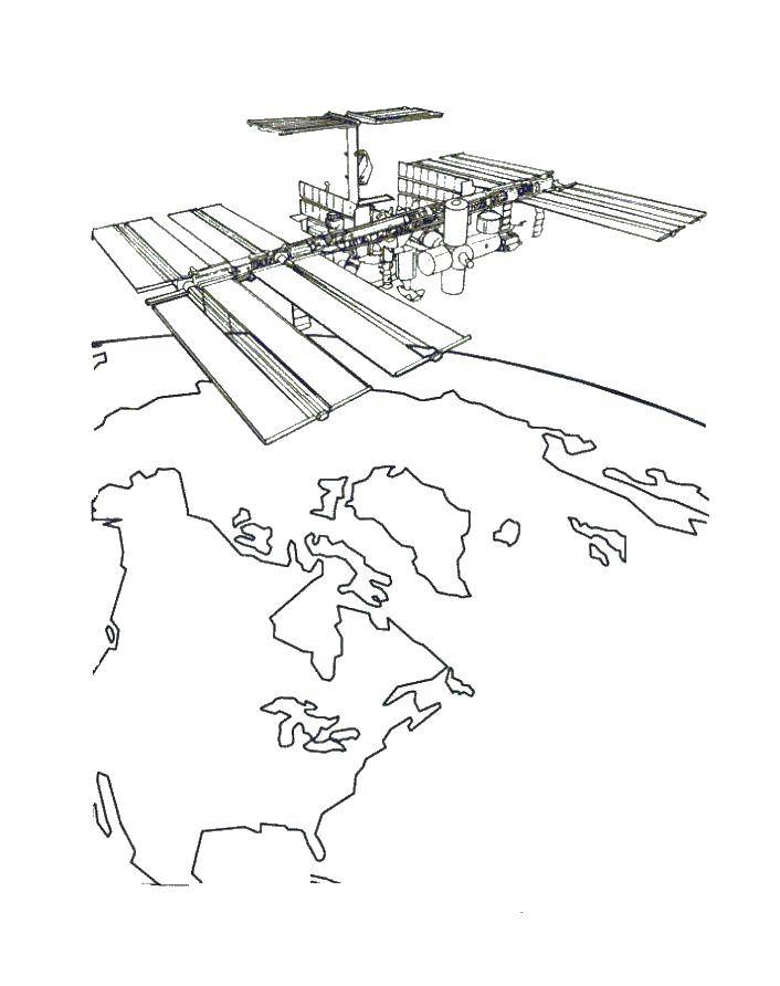 Опис: розмальовки  Супутник у космосі. Категорія: космос. Теги:  Супутник , космос.