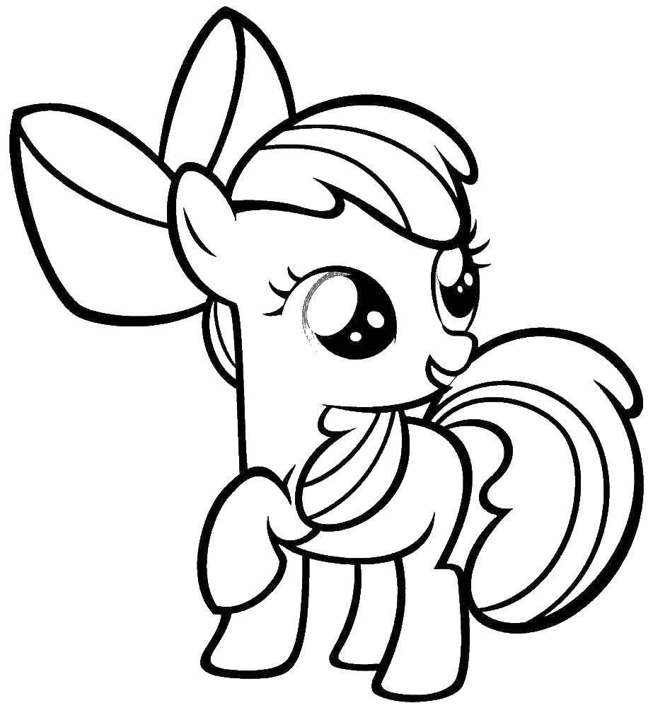 Название: Раскраска Мой маленький  пони эпл блум. Категория: мультики. Теги: пони, единорог.