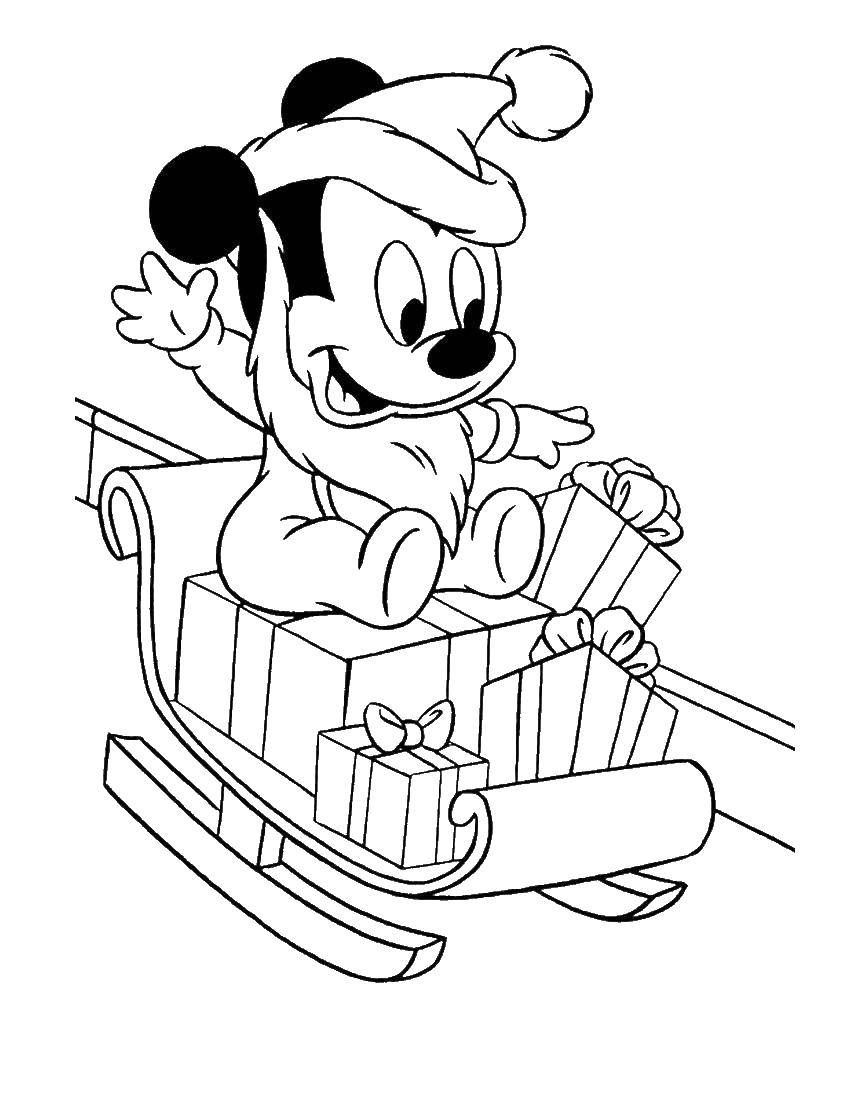Coloring Christmas Mickey mouse. Category Mickey mouse. Tags:  cartoons, Mickey mouse Christmas.