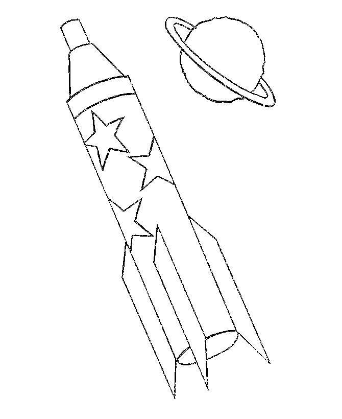 Coloring Rocket in space. Category rockets. Tags:  rocket.