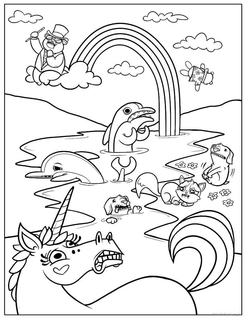 Coloring Animals in a panic. Category cartoons. Tags:  animals, cartoons.