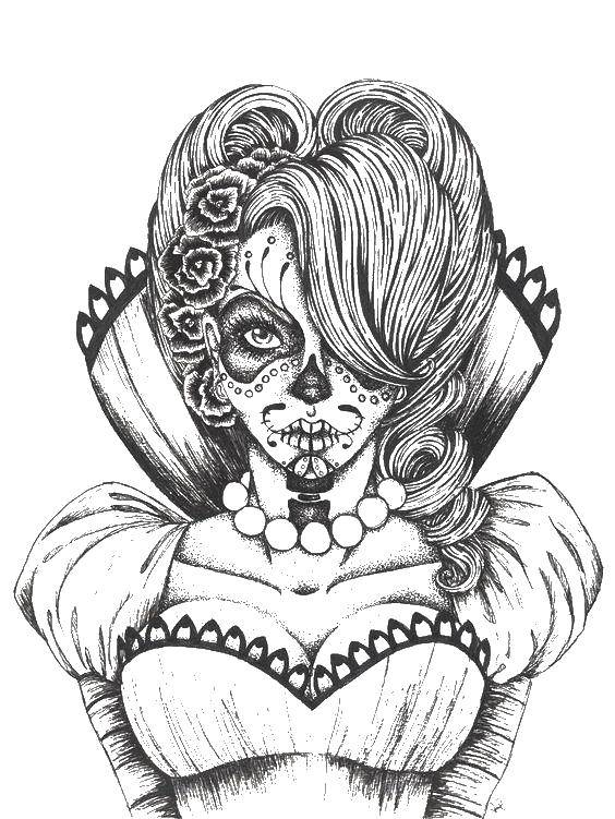 Coloring Girl skull. Category Skull. Tags:  girl, makeup, skull.